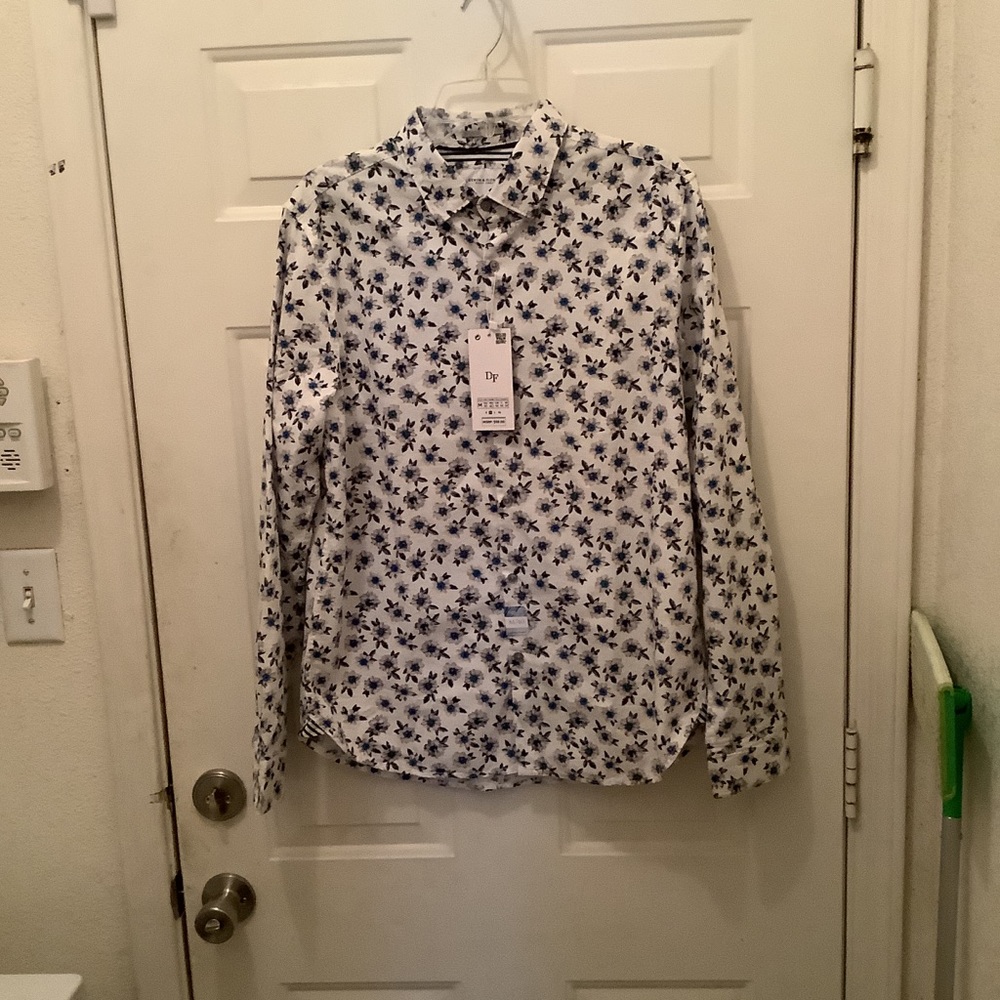 denim and flower medium shirt